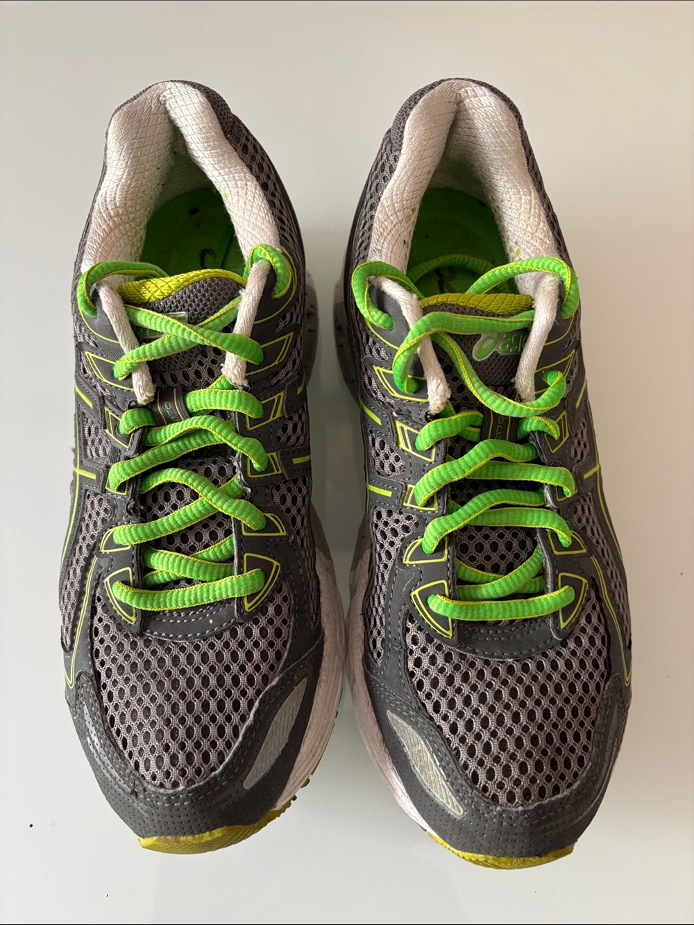 Asics GT 2170 Gray & Neon Green Athletic Sneakers size 5 1/2